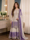 PD 1153 A Heavy Dual Tone Peding Georgette Embroidery Work Sharara Suit