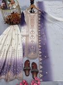 PD 1153 A Heavy Dual Tone Peding Georgette Embroidery Work Sharara Suit
