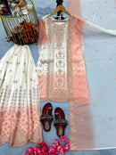 PD 1153 B Heavy Dual Tone Peding Georgette Embroidery Work Sharara Suit