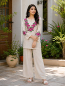 Diva 165 Designer Jute Cotton Multi Embroidery Work Co Ord Set