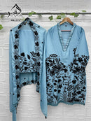Al Qasar 209 B Heavy Viscouse Chinon With Embroidery Work Pakistani Suit