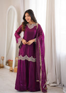 ZSR 3176 Fendy Silk Embroidery Codding Real Mirror Work Suit