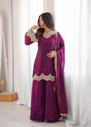 ZSR 3176 Fendy Silk Embroidery Codding Real Mirror Work Suit