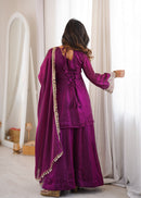 ZSR 3176 Fendy Silk Embroidery Codding Real Mirror Work Suit