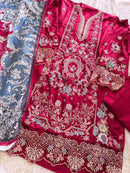 Mehboob Tex 2008 B Cambric Cotton Heavy Embroidery Work Suit