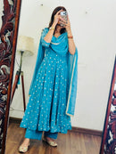 SRK 5358 Heavy Georgette Embroidery Thread Work Gown