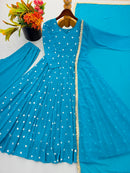 SRK 5358 Heavy Georgette Embroidery Thread Work Gown
