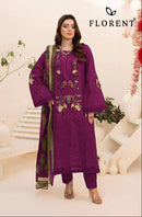 Florent 1049 E Cambric Cotton Chikankri Embroidery Work Suit