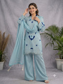 LG 2121 B Designer Soft Organza  Embroidery Work Suit