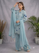 LG 2121 B Designer Soft Organza  Embroidery Work Suit
