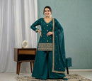 ND 5070 Heavy Roman Silk Embroidery Work Sharara Suit