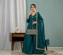 ND 5070 Heavy Roman Silk Embroidery Work Sharara Suit