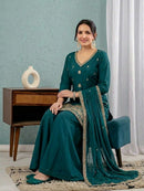 ND 5070 Heavy Roman Silk Embroidery Work Sharara Suit
