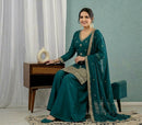 ND 5070 Heavy Roman Silk Embroidery Work Sharara Suit