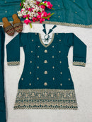 ND 5070 Heavy Roman Silk Embroidery Work Sharara Suit
