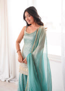SZR 3177 Real Mirror & Embroidery Sequence Work Sharara Suit