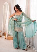 SZR 3177 Real Mirror & Embroidery Sequence Work Sharara Suit