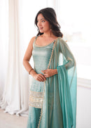SZR 3177 Real Mirror & Embroidery Sequence Work Sharara Suit