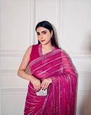 FB 336 Designer Georgette Sequins Thread Work Saree