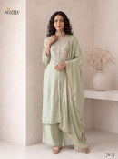 Alizeh 7107 Designer Roman Silk Tabby Organza Suit