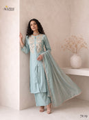 Alizeh 7109 Designer Roman Silk Tabby Organza Suit