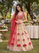 Shivali PZS8 34066 Beige Floral Net Lehenga Choli