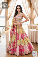 Shivali NG18 00033 Multicolor Patchwork Embroidered Silk Lehenga