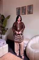 Lady Look 050 C Pure Roman Silk With Embroidery Work Suit