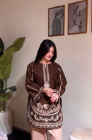 Lady Look 050 C Pure Roman Silk With Embroidery Work Suit