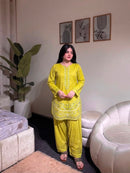 Lady Look 050 B Pure Roman Silk With Embroidery Work Suit