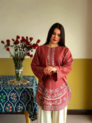 Lady Look 050 D Pure Roman Silk With Embroidery Work Suit