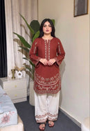 Lady Look 050 A Pure Roman Silk With Embroidery Work Suit