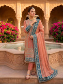 ZSR 3175 C Fox Georgette Embroidery Sequence Work Suit