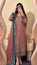 ZSR 3175 B Fox Georgette Embroidery Sequence Work Suit