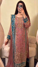 ZSR 3175 B Fox Georgette Embroidery Sequence Work Suit
