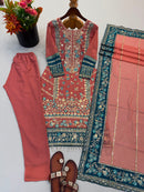 ZSR 3175 B Fox Georgette Embroidery Sequence Work Suit