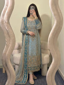 ZSR 3175 Fox Georgette Embroidery Sequence Work Suit