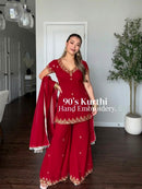 ZSR 3174 B Fox Georgette  Embroidery Sequence Work Suit