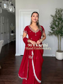 ZSR 3174 B Fox Georgette  Embroidery Sequence Work Suit