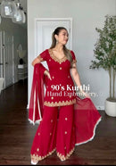 ZSR 3174 B Fox Georgette  Embroidery Sequence Work Suit