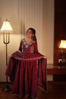 LM 19 A Vichitra Beads Sequence Embroidery Work Anarkali Gown