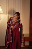 LM 19 A Vichitra Beads Sequence Embroidery Work Anarkali Gown