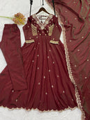 LM 19 A Vichitra Beads Sequence Embroidery Work Anarkali Gown