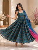 SC 346 Pure Jimmy Organza Silk Digital Printed Gown
