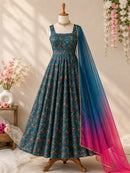 SC 346 Pure Jimmy Organza Silk Digital Printed Gown