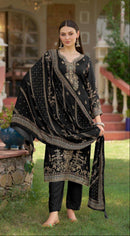 Amrutvela AT 237 B Black Pure viscous Maslin digital printed Pakistani Suit