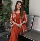 Rust Orange Embroidered Work Jacket Co Ord Set