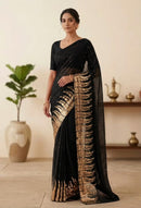 DF 3405 B Heavy Georgette Embrodery Sequins Work Saree