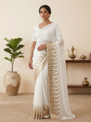 DF 3405 C Heavy Georgette Embrodery Sequins Work Saree