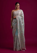 BT 440 A Designer Heavy Vichitra Silk Embroidery Work Saree